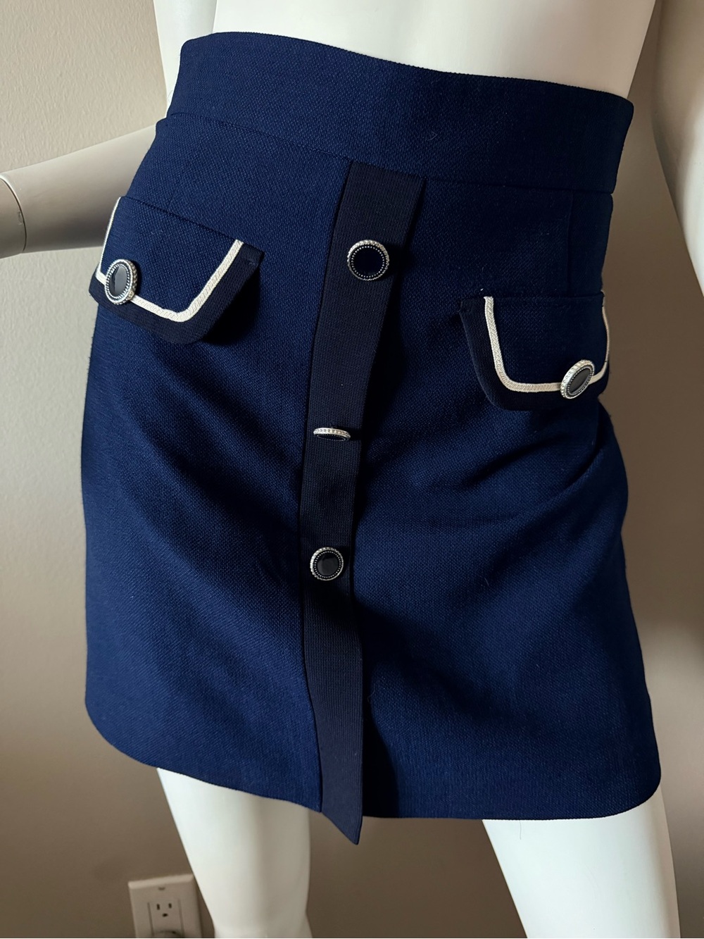 LINE Navy Blue Mini Skirt with Contrast Trim